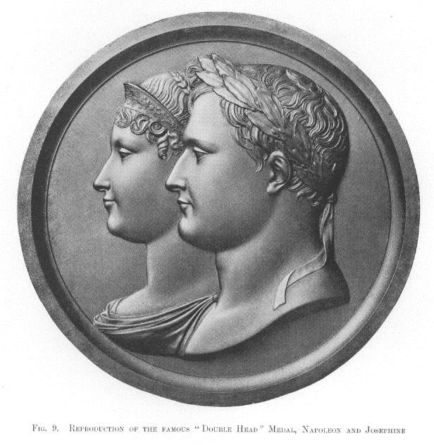 reproduction of double-head medallion, Napoleon and Josephine