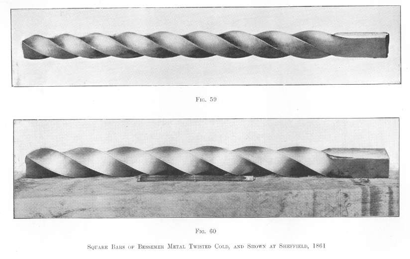 Square Bars of Bessemer Steel Twisted Cold, and shown at Sheffield, 1861
