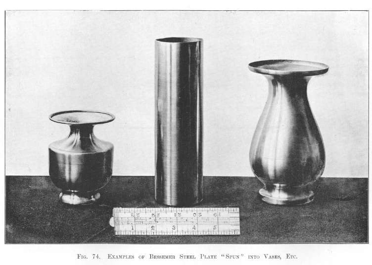 Examples of Bessemer Steel Plate Spun into Vases, etc