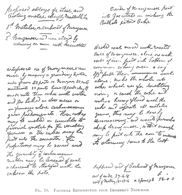 Facsimile reproduction from Bessemers Note-book