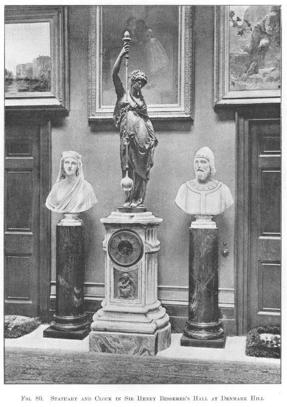 Statuary and Clock in Sir Henry Bessemers hall at Denmark Hill